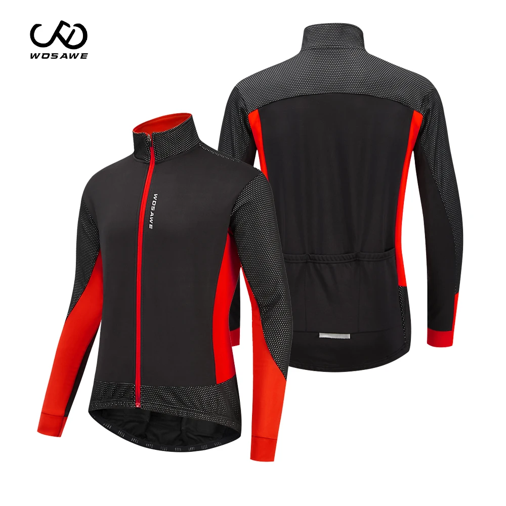 

WOSAWE Winter Waterproof Reflective Men's Cycling Jacket Bicycle MTB Road Windproof Bike Clothing Breathable Long Jersey