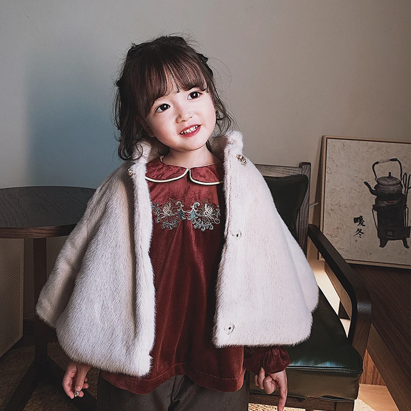 Новое зимнее платье с вышивкой для маленьких девочек, красивое бархатное платье с лацканами, детское плотное платье с длинными рукавами