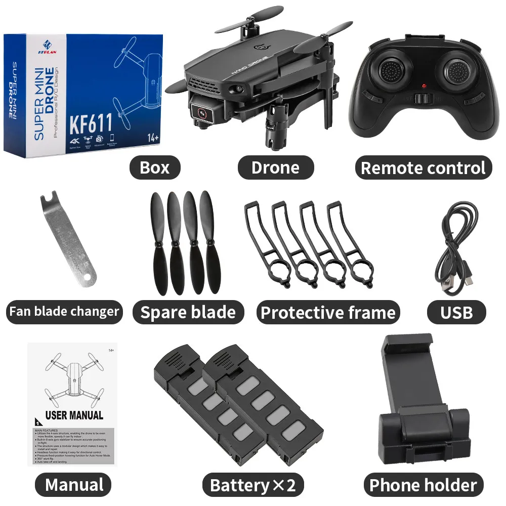 KF611 мини Дрон 4K HD камера WIFI FPV селфи Квадрокоптер Безголовый режим