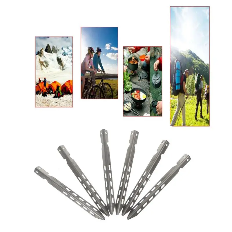 

6pcs Ultralight Windproof Titanium Alloy V Shape Tent Pegs Camping Tents Nail A6HC suit for camping