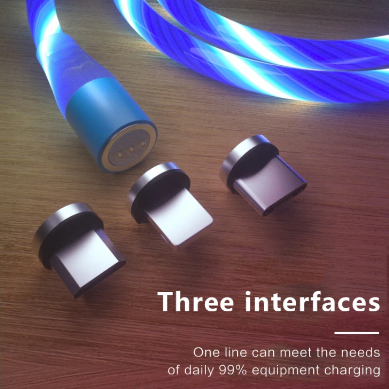 

2.4A LED Light Magnet Type C Micro USB Cable for Xiaomi Huawei Smasung Magnetic Fast Charging Pin Charger cord USB C Data Cable