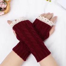 Повседневные модные унисекс полудлинные перчатки, вязаные зимние перчатки без пальцев, мягкие митенки, женские теплые перчатки без пальцев