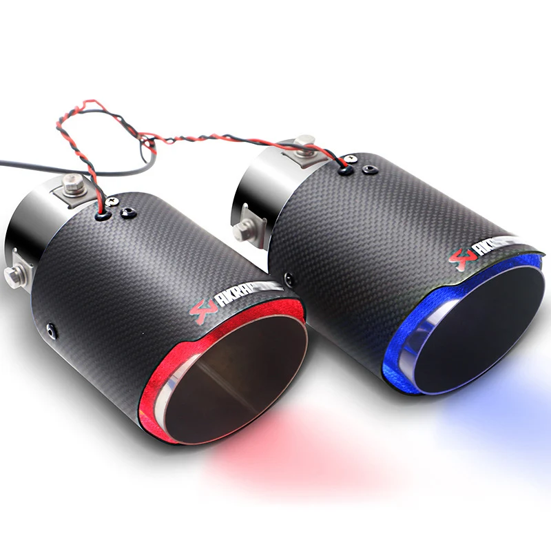 

1pcs universal AK buckle type carbon fiber luminous single outlet tailpipe with high temperature resistant LED lamp