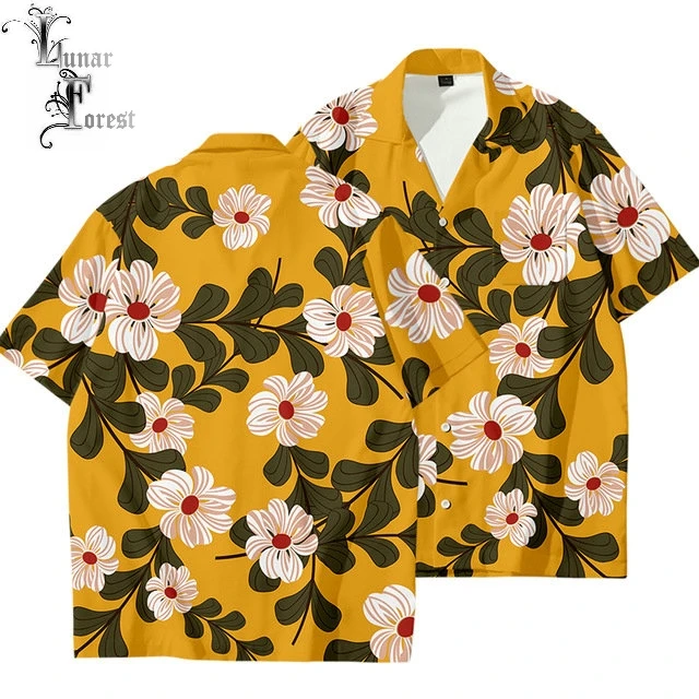 Flowers Plants 3D Printing Unisex Shirt Women/Men Casual Summer Short Sleeve Cool Loose Button Streetwear Overclothes 6XL mens white short sleeve shirt