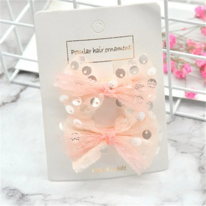 light orange 10 пара/лот детские заколки для волос с бантом и блестками, газовые заколки для волос для девочек, заколка для волос со звездами, Детские милые головные уборы, аксессуары для волос - Цвет: light orange