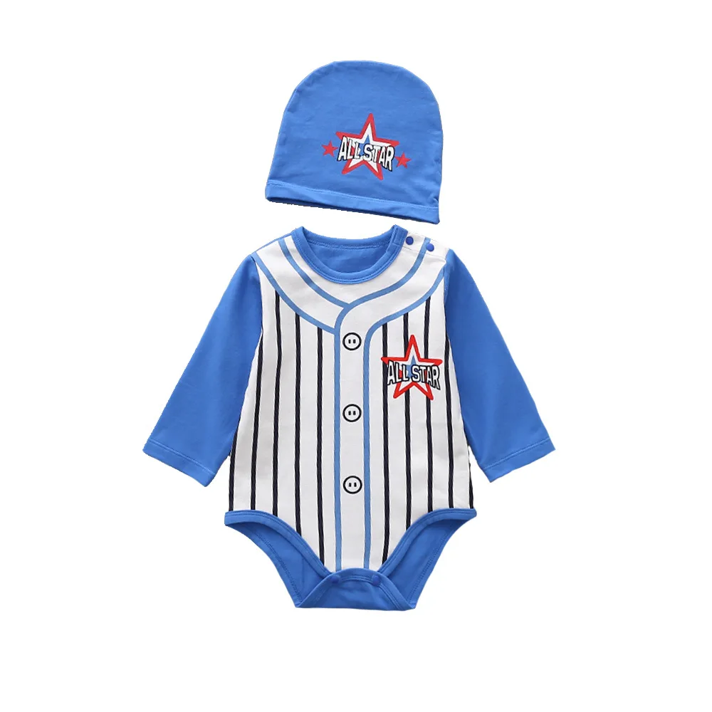 

18 Spring Pure Cotton Infant Soccer Uniform Baby Long Sleeve Romper Summer Crawling Clothes Onesie Infant Onesie