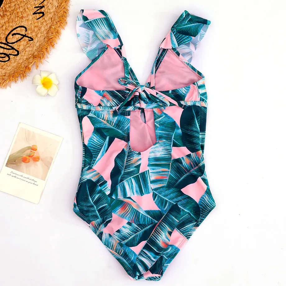 Женский слитный купальник детский с принтом купальный костюм для девочек