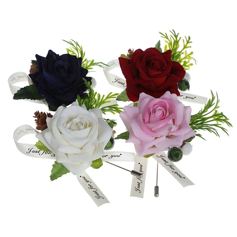 

Wedding Corsage White Silk Roses Corsages Boutonnieres Wedding Decoration Marriage Rose Corsage Boutonniere Flowers Bridesmaid N