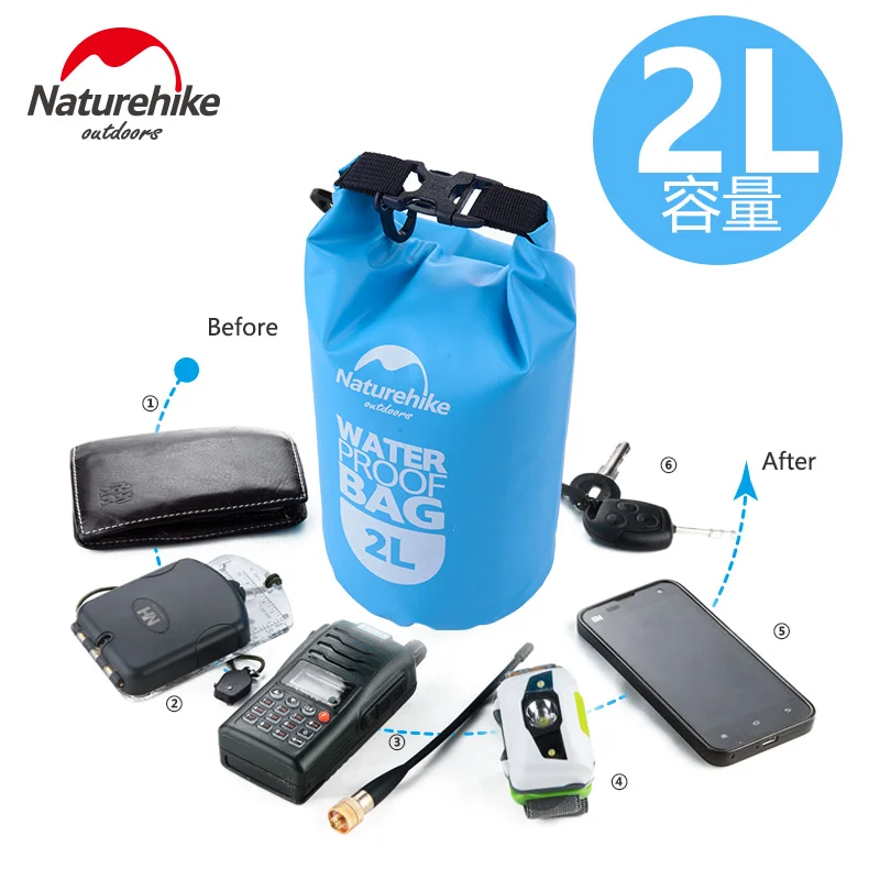 NatureHike 2L 5L наружная водонепроницаемая сумка, Ультралегкая Водонепроницаемая сухая сумка на плечо, Пляжная, для плавания, дайвинга, серфинга, водонепроницаемая сумка