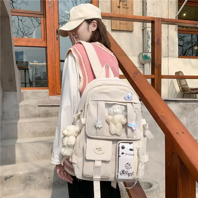 Cute Women Large Capacity Backpack Waterproof Nylon Female Schoolbag College Lady Laptop Backpacks Kawaii Girl Travel Book Bags 1