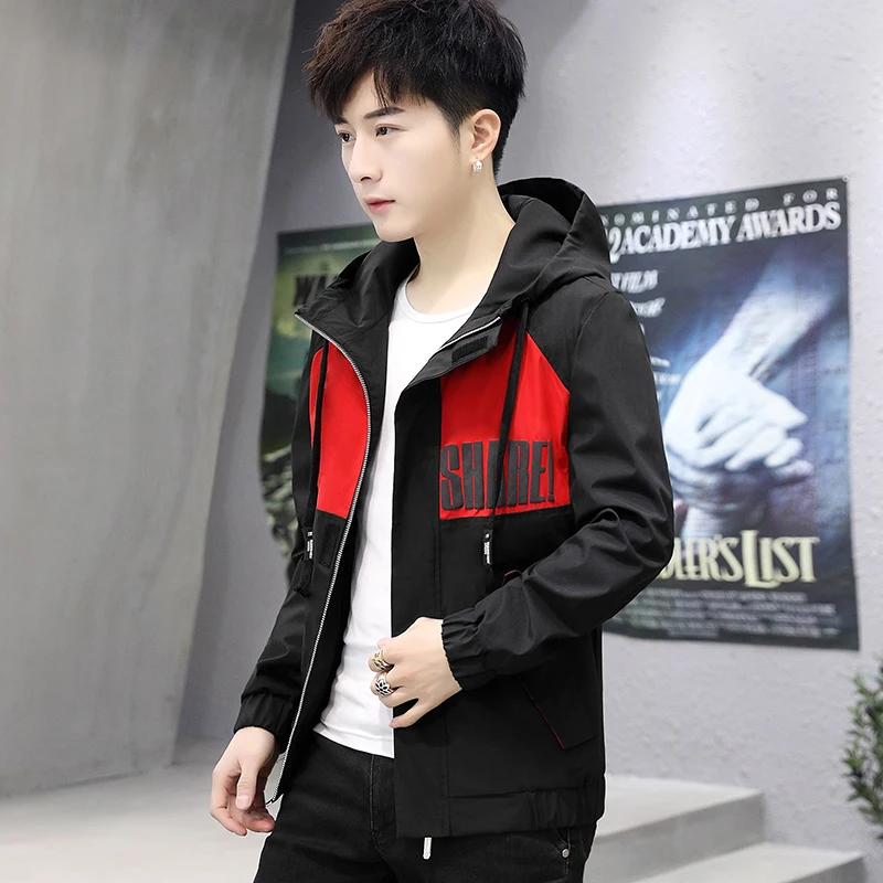 

2020 Spring New Pattern Korean Trend Handsome Spelling Color Even Hat Work Clothes Jacket Loose Coat windbreaker Free