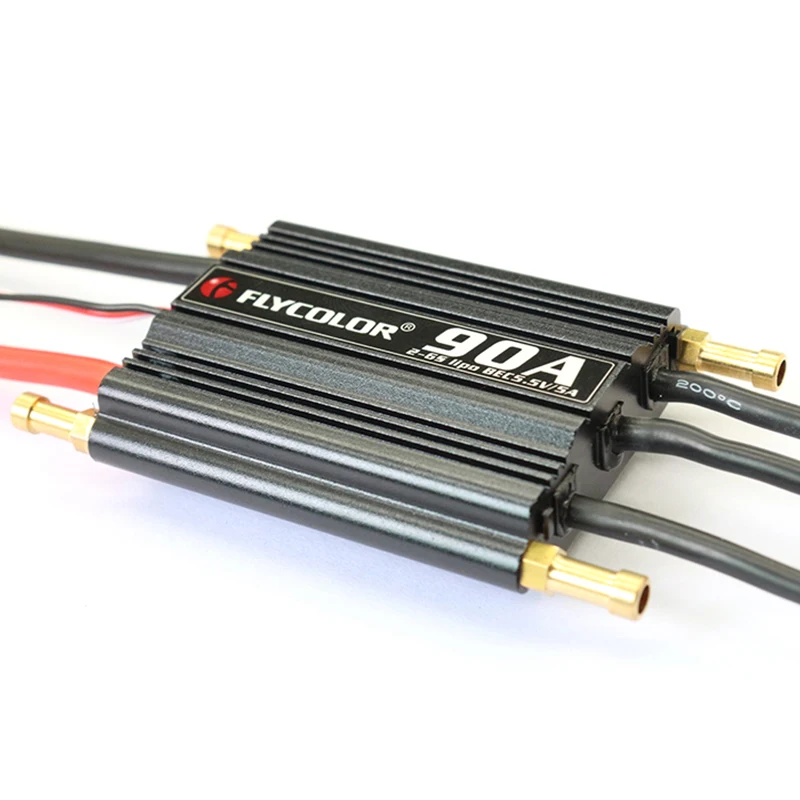 Flycolor 90A бесщеточный ESC для RC лодки 2-6S с 5,5 V/5A BEC