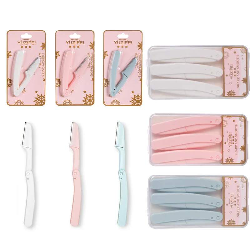 Foldable Portable Eyebrow Trimmer Makeup Facial Eyebrow Lip Folding Razor Hair Remover Sharp Stainless Steel Makeup Tools 1/3pcs eyebrow trimmer set,eyebrow trimmer,eyebrow razor set,eyebrow razor,facial hair remover,hair remover,eyebrow trimmer blade