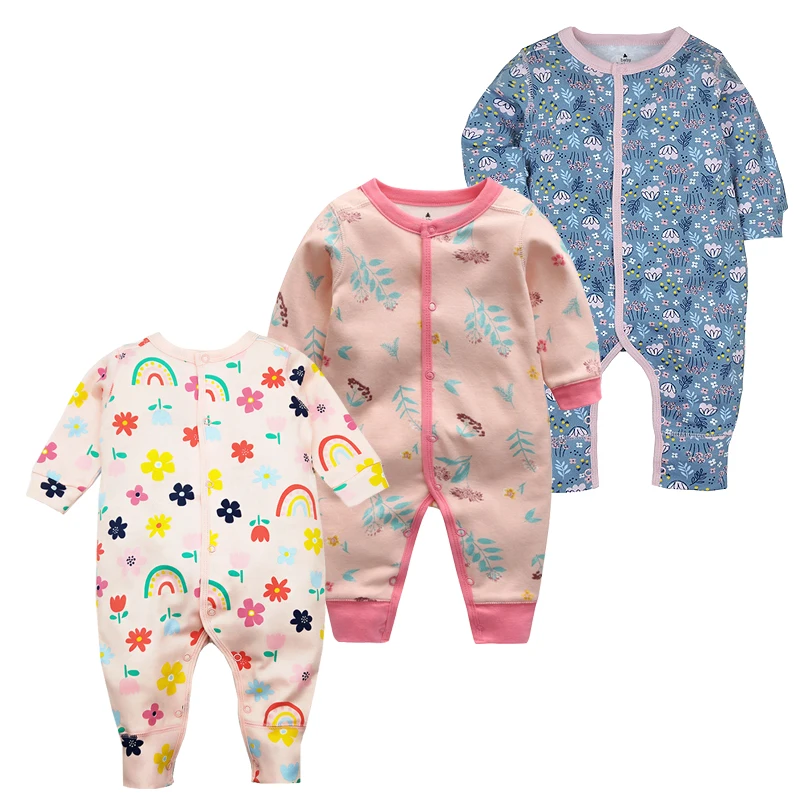 3PCS/Lot Spring Autumn Baby Romper Cotton Newborn Baby Clothes Long Sleeve Baby Girl Clothing Cartoon Jumpsuit Infant Clothes