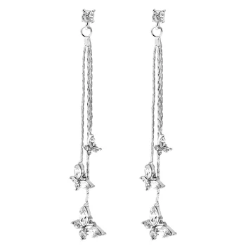 

Butterfly Star Long Tassel Drop Dangle Earrings Cubic Zirconia Hoop Ear Studs