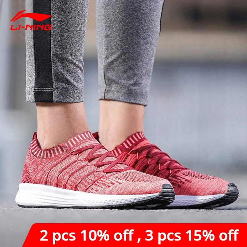 Женские кроссовки со звездами Li-Ning дышащие спортивные с подкладкой из мононити