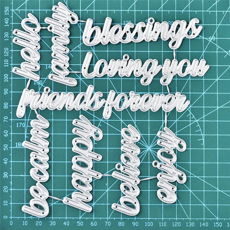 DiyArts слово Dies Happy Believe металлические режущие штампы Новинка штампы изготовление скрапбукинга тиснение Трафарет Шаблон