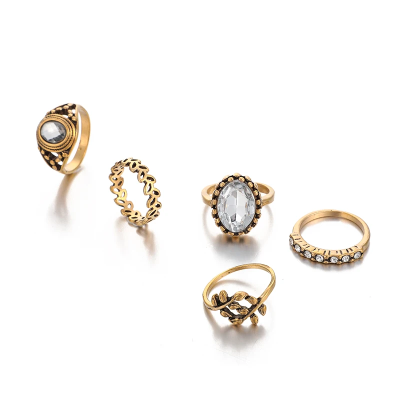 HuaTang винтажные золотые серебряные цветные кольца со стразами имитация жемчуга резьба геометрическое кольцо для женщин ювелирные изделия Anillos - Цвет основного камня: D07206