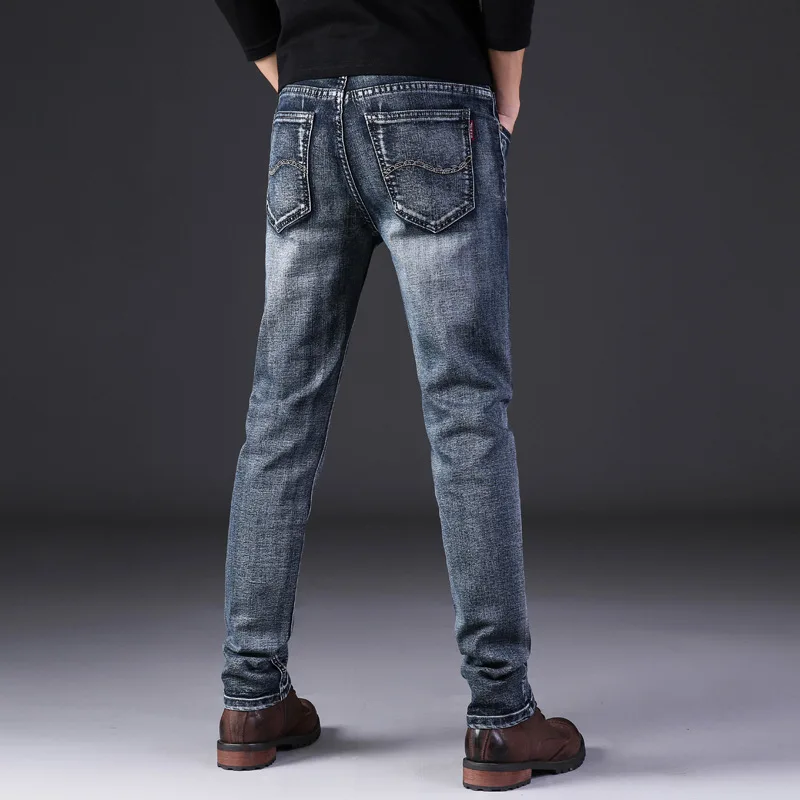 2019 Casual Jeans Men Classic Business Jeans stretch Male  Denim Trousers Straight Slim Fit Young Man Jeans Skinny Vintage Jeans