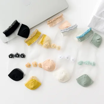 

1 Pair Women Socks Summer New Female Flower Solid Ankle Socks Cute Floral Colorful Girls Socks