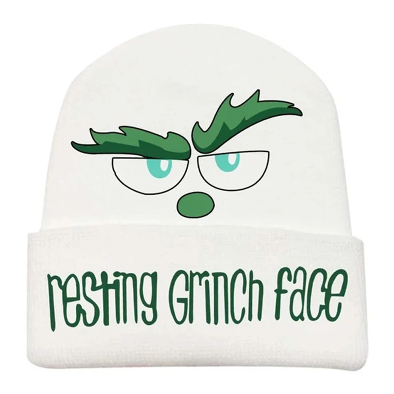 Resting Grinch Face Hat Woman's Resting Animal Face Printed Hat Knitted Beanie DEC889 leather bomber cap