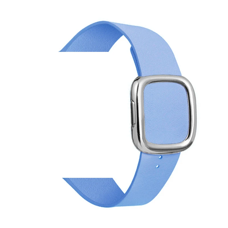 Кожаный ремешок современный стиль ремешок для наручных часов Apple watch 5 4 полосным 44 40 мм спортивный браслет на запястье, аксессуары для наручных часов iWatch 3/2/1 42 38 мм - Цвет ремешка: Sky blue 2