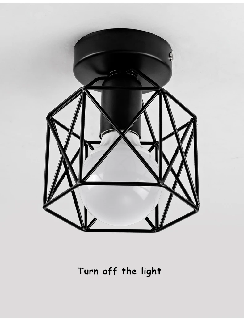 Modern nordic black wrought iron E27 led ceiling lamps for kitchen living room bedroom study balcony restaurant cafe hotel