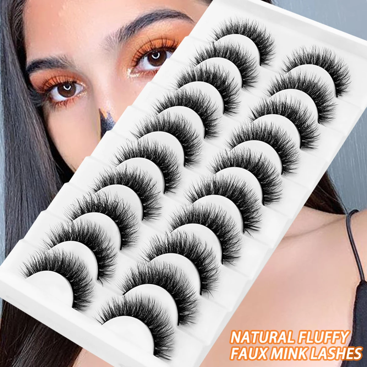 SEXYSHEEP 5/7/8/10 Pairs 3D Faux Mink Lashes Fluffy Soft Wispy Volume Natural long False Eyelashes Reusable Eyelashs Makeup | Красота и