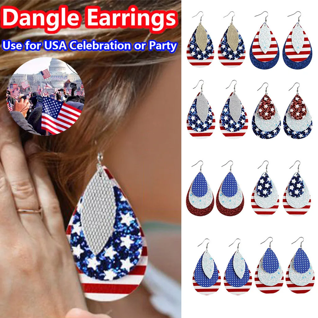 2020 New American Election Theme Earrings Fashion Oval USA Flag Brincos Long Earring Statement Jewelry Dropshipping 813 | Украшения и