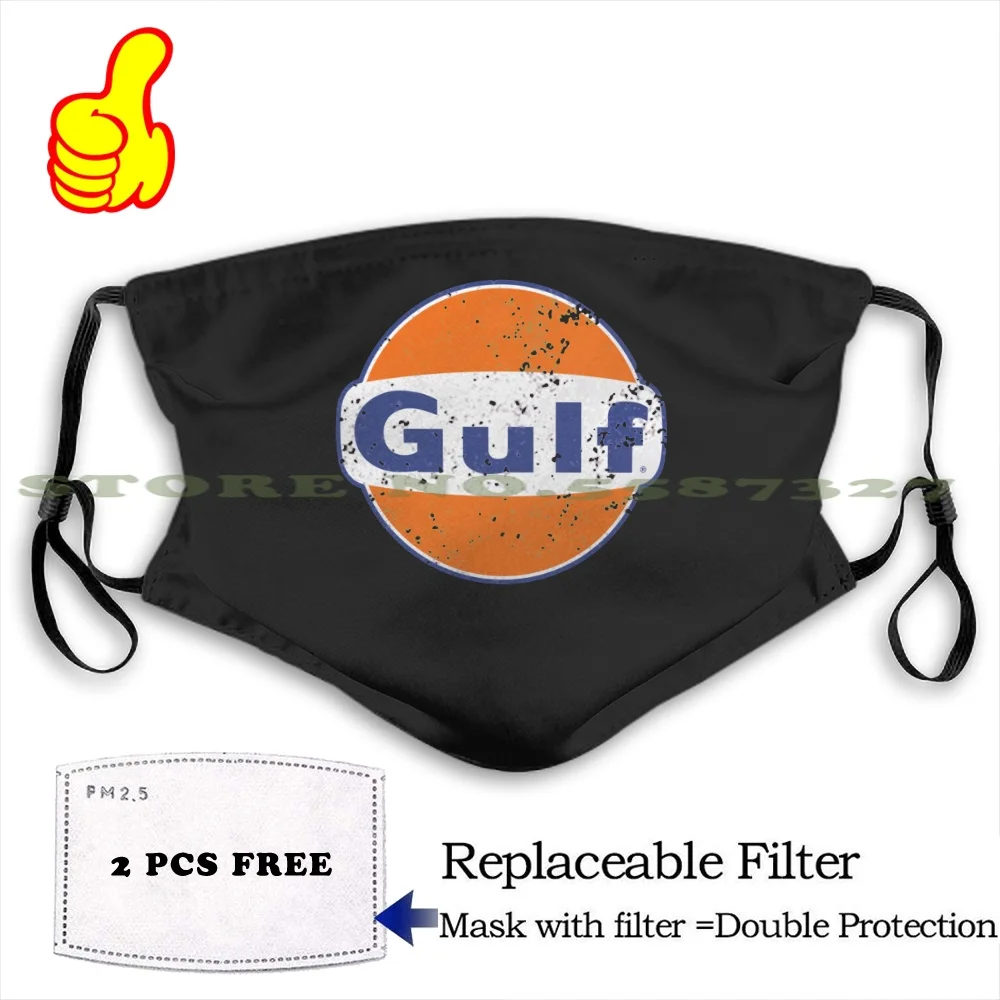 Gulf Retro Fashion Trendy Masks Gas Fuel Race Old Gasoline Oil Car Vintage Distressed Logo | Аксессуары для одежды