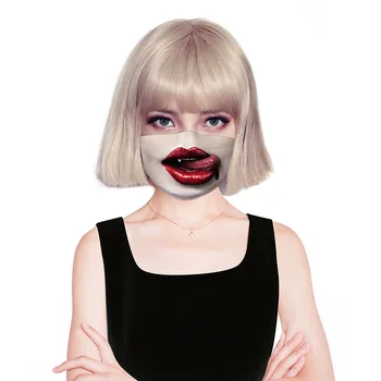 

3D Funny Red Lips Printing Adult Kids Face Mask Reusable Protective PM2.5 Filter Mouth Mask Anti Dust Mask Windproof Face Masks