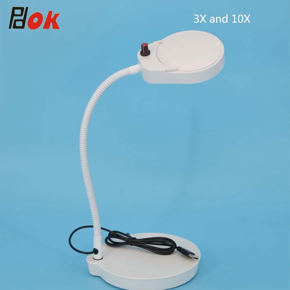 

White Color LED Cosmetic desktop Magnifying lamp 5X inspection lamp PDOK