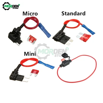 

12V Car Fuse Holder Add-A-Circuit TAP Adapter Micro Mini Standard ATM APM Blade Auto Fuse with 10A Blade Car Fuse Replacement