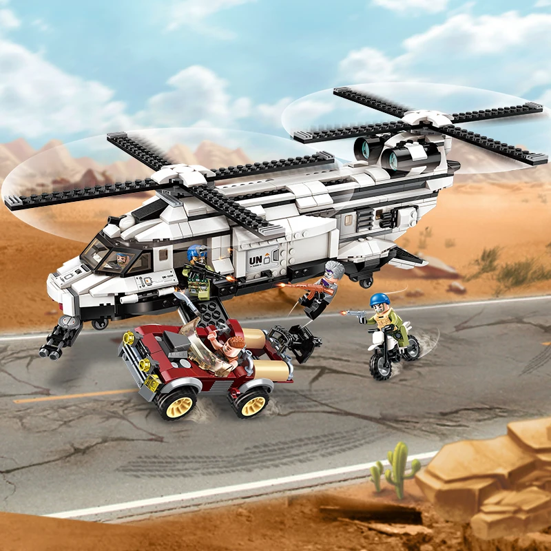 

Military Legoingly Education Building blocks Stacking Bricks Toy Children Gifts Chinook Helicopter Car M Weapon UN Force
