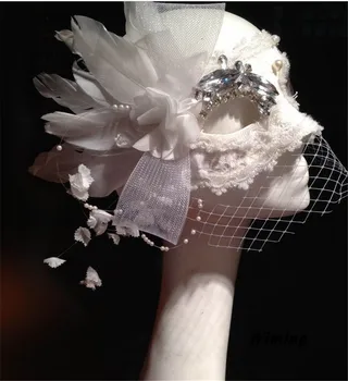 

Bridal mask festival party supplies cosplay photo props women's lace wedding masquerade masks with Rhinestone