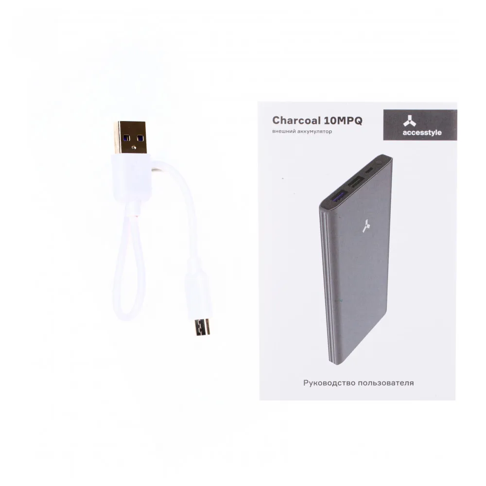 Внешний аккумулятор Accesstyle Charcoal 10MPQ, 10000 мА·ч, 2 подкл. устройства, серый