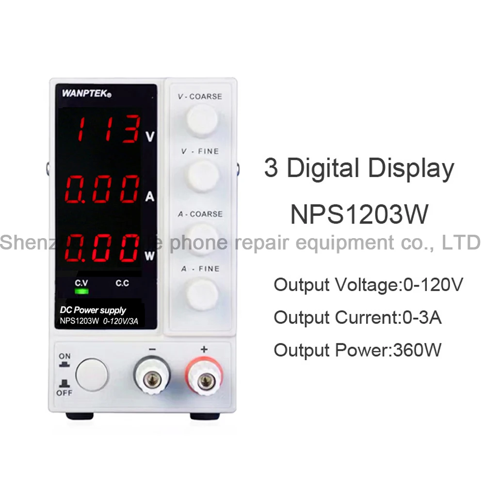 NPS1203W DC Регулируемый источник питания 120V3A Регулируемый импульсный источник питания три окна дисплей с напряжением тока и мощности