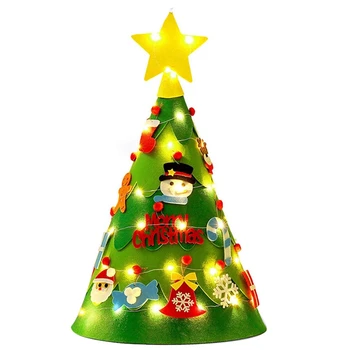 

Felt Christmas Tree,DIY Christmas Tree Set Cute Creative DIY Xmas Tree with Ornaments String Light Xmas Gifts Christmas