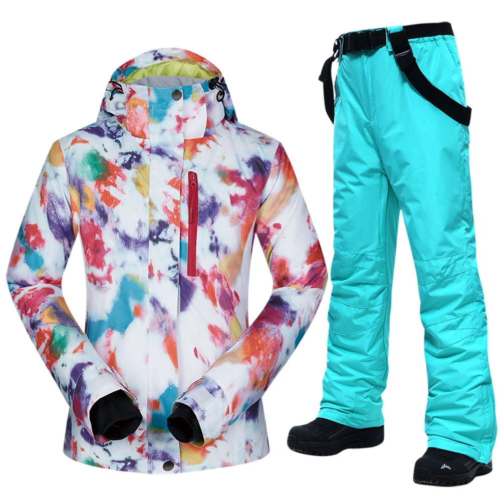 Traje de esquí impermeable para mujer, ropa deportiva a prueba de viento,  chaqueta y pantalones de esquí de invierno para mujer, conjunto de nieve  con correa, trajes de Snowboard|womens ski suit|ski suitsnow