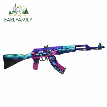 

EARLFAMILY 13cm x 4.1cm for AK-47 Neon Knight Creative Car Sticker Fashion Waterproof Window Decals Suitable for VAN RV SUV