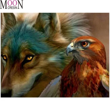 

5D Diy Diamond Mosaic Eagle & Wolf Legend Diamond Painting Full Square Round Diamond Embroidery Cross Stitch Rhinestones Animals