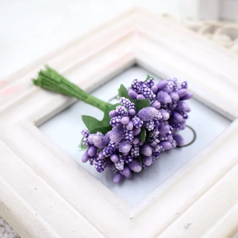 12 шт./лот, маленький букет ручной работы, искусственные цветы, подарок, свадебное украшение, сделай сам, венок, искусственный цветок, венок, год - Цвет: 15-purple