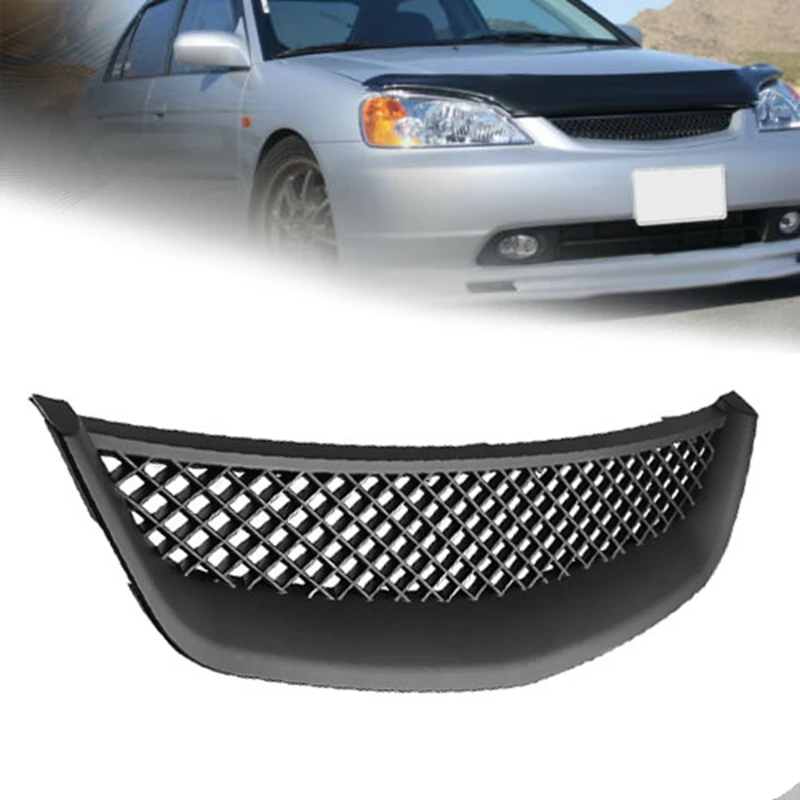 Черная сетка ABS передняя решетка капота гриль для Honda Civic JDM Тип R 2001 2003|Гоночные