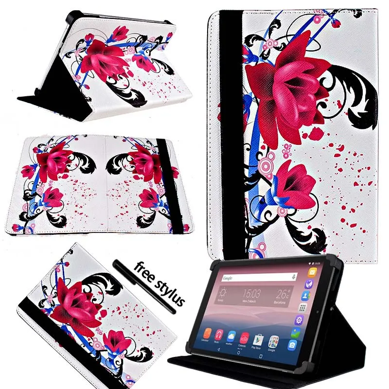KK&LL для Alcatel OneTouch Pixi 3 10 дюймов-кожаный чехол-подставка для планшета+ Бесплатный стилус - Цвет: Rose