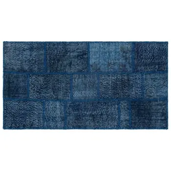 

Handmade Blue Vintage Overdyed Patchwork Area Rug 080x150 Cm-2'7''X4'11''