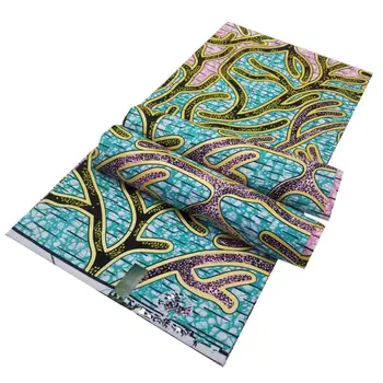 

Newest African Wax Fabric Atretch Ankara Print Batik Cotton Golden Silver Best Quality Brode Wrapper Material Stuff For Sewing