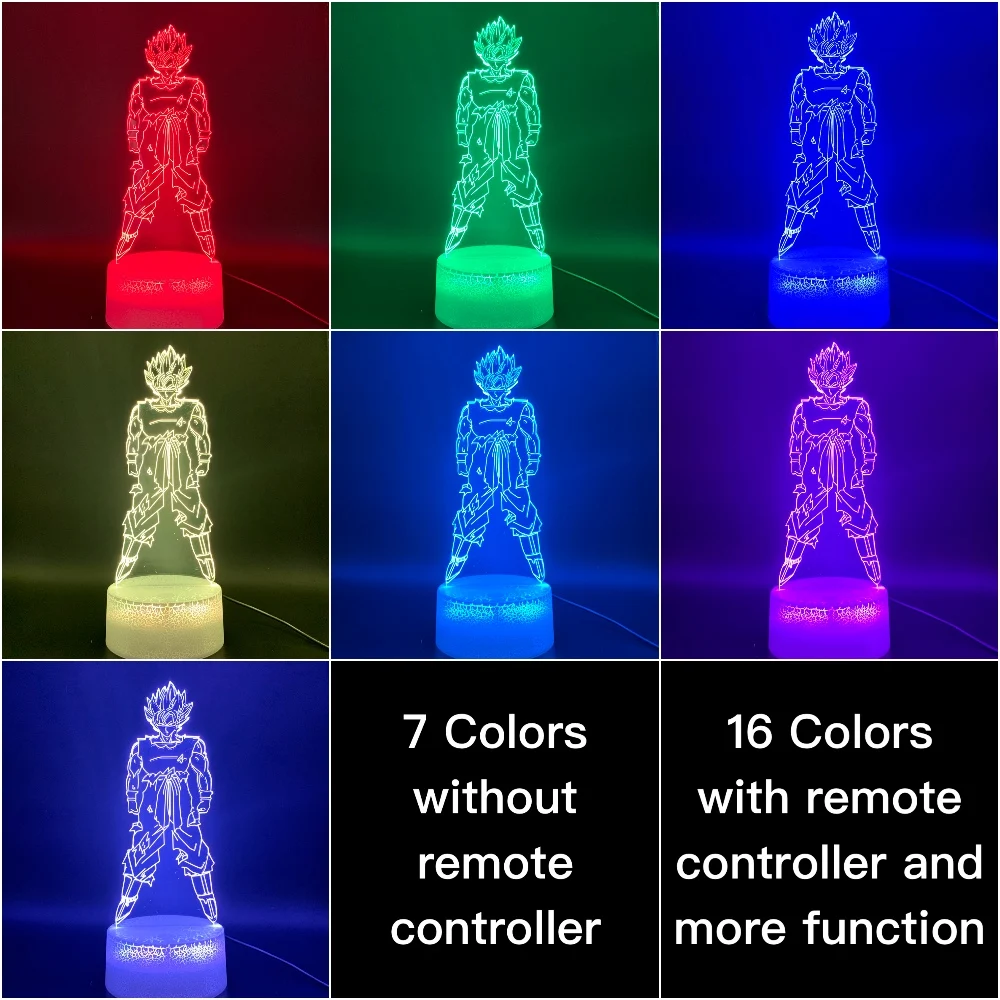Awesome 3D Illusion Lamp Dragon Ball Z Goku Super Saiyan Figure Office Home Decoration Lamp Gift for Kids Child Led Night Light