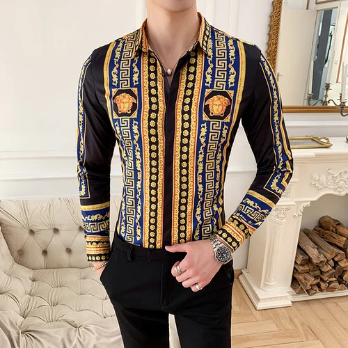 Picture Color 09 Мужская рубашка Camisa Masculina с длинным рукавом, четыре приталенных повседневных рубашки, летняя брендовая Новая мужская Клубная футболка - Цвет: Picture Color 09