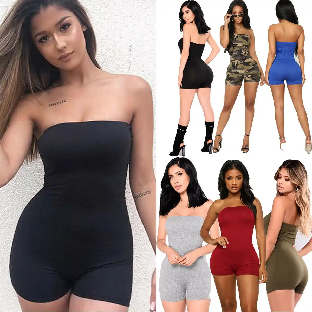 strapless tight romper
