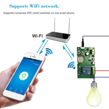 

EWeLink wifi switch DC 5V 12v 24v 32v Inching/Self-Locking wireless Relay module Smart home Automation for Door access